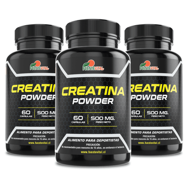 SUPLEMENTO ALIMENTICIO VITENERGY CREATINA MONOHIDRATADA 100% - 180 CÁPSULAS - PACK X 3 OFERTA - 1