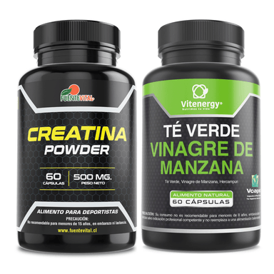 SUPLEMENTO ALIMENTICIO VITENERGY CREATINA MONIHIDRATADA + TÉ VERDE - VINAGRE DE MANZANA PACK OFERTA - 1