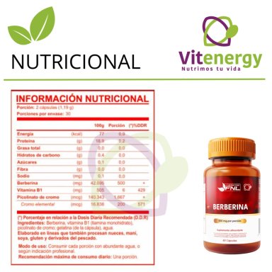 BERBERINA CAPSULAS APOYO CONTROL DE GLUCOSA Y METABOLISMO PACK X2 - 4