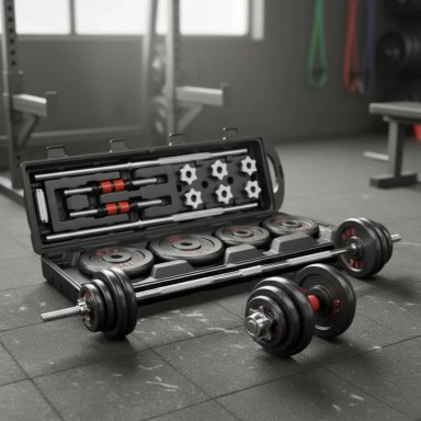 Set 50 Kilos Maleta, Mancuernas, Barra Y Discos - 5