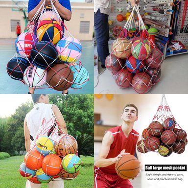 MALLA FUTBOL GRANDE PORTA BALONES BASQUETBOL VOLEIBOL ROJO - 6