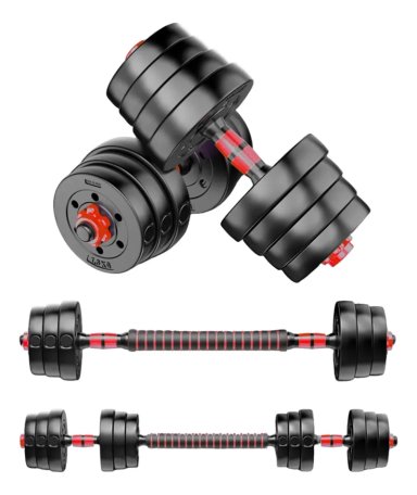 SET PESAS MANCUERNAS 50KG AJUSTABLES CON BARRA EXTENSORA KIT - 1
