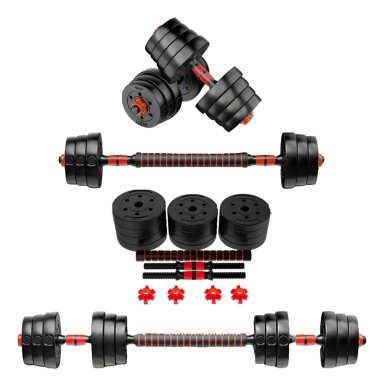SET PESAS MANCUERNAS 50KG AJUSTABLES CON BARRA EXTENSORA KIT - 6