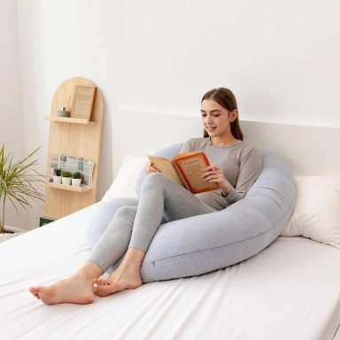 COJIN ALMOHADA MATERNAL GRIS PRE Y POST NATAL FUNDA MUY SUAV - 2