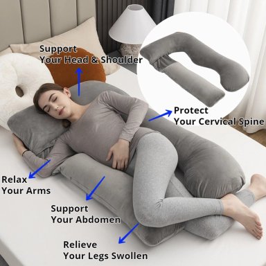 COJIN ALMOHADA MATERNAL GRIS PRE Y POST NATAL FUNDA MUY SUAV - 6