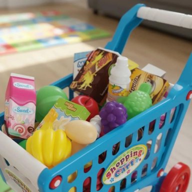 CARRITO DE COMPRA SUPERMERCADO PARA NIÑOS 56 PIEZAS COLORES - 3