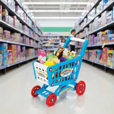 CARRITO DE COMPRA SUPERMERCADO PARA NIÑOS 56 PIEZAS COLORES - 5