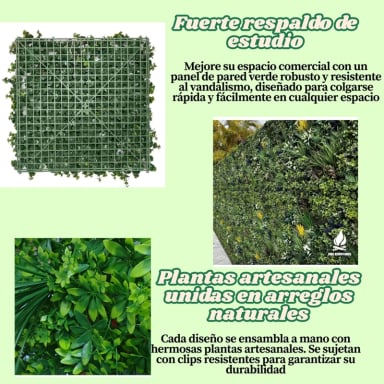 JARDIN MURO VERTICAL ARTIFICIAL D PALMETA PLANTAS 60X40 CM TAMAÑO TALLA UNICA - 5