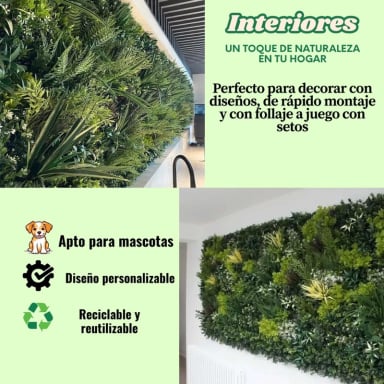 JARDIN MURO VERTICAL ARTIFICIAL D PALMETA PLANTAS 60X40 CM TAMAÑO TALLA UNICA - 6