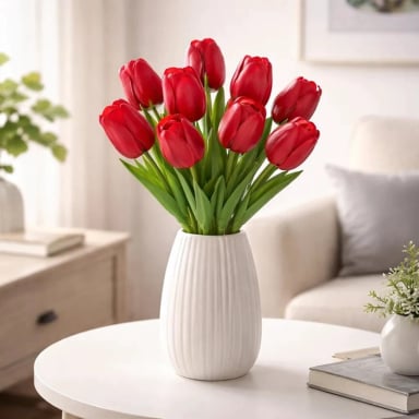 RAMOS DE 9 TULIPANES FLORES ARTIFICIALES DECORACION HOGAR TAMAÑO TALLA UNICA - 1