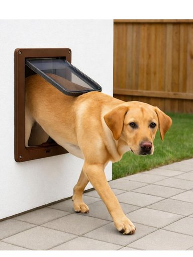 PUERTA PARA PERROS CON TRABA SEGURIDAD 43X36 CM EXTERIOR - 2