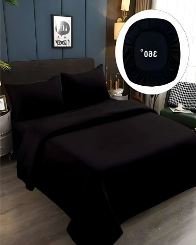 JUEGO DE SABANAS 500 HILOS SUPER-KING NEGRO - 1