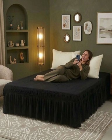FALDON DE CAMA CON PLISADO ELEGANTE 2 PLAZAS - 1