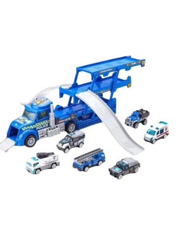CAMION DE JUGUETE PORTA AUTOS CON RAMPA Y MINI CARRITOS - 6