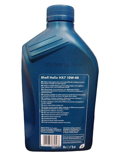ACEITE MOTOR SHELL 10W40 HELIX HX7 1LT - 2
