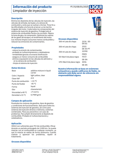 ADITIVO LIMPIA INYECTOR BENCINA LIQUI MOLY 300 ML. - 3