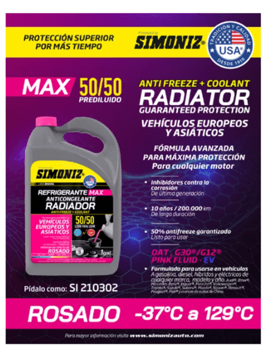 REFRIGERANTE ANTICONGELANTE PARA RADIADOR 50% PINK EUROPA - 3