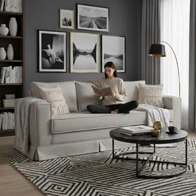 SOFÁ MUNDO LIVING SIENA 3 CUERPOS BEIGE PREMIUN CON RESORTES - 1