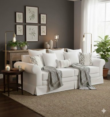 SOFÁ MUNDO LIVING MAMBO 3 CUERPOS BLANCO INVIERNO PREMIUN CON RESORTES - 1