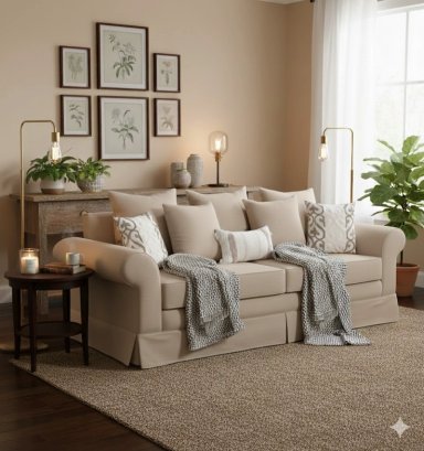 SOFÁ MUNDO LIVING MAMBO 3 CUERPOS BEIGE PREMIUN CON RESORTES - 2