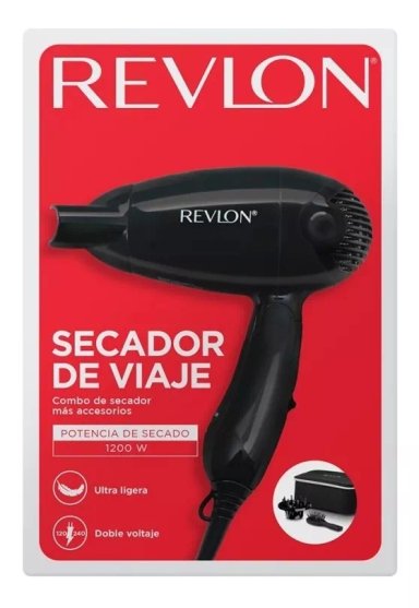 KIT SECADOR DE CABELLO REVLON VIAJE + DIFUSOR + CEPILLO - 3