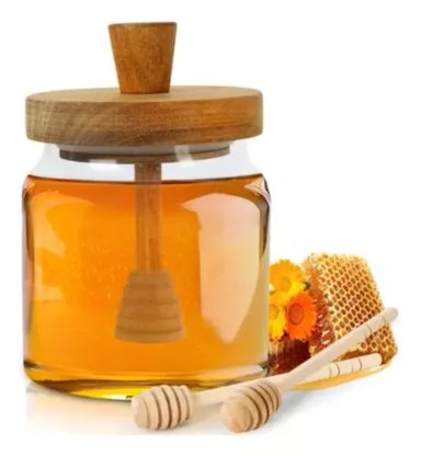FRASCO PARA MIEL Y JARABE MADERA CON CUCHARA - 3