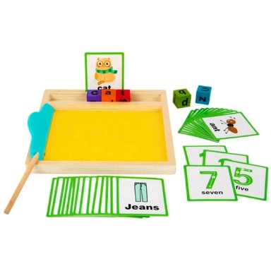 CAJA SENSORIAL ARENA TARJETAS EDUCATIVAS LETRAS Y NUMEROS - 1
