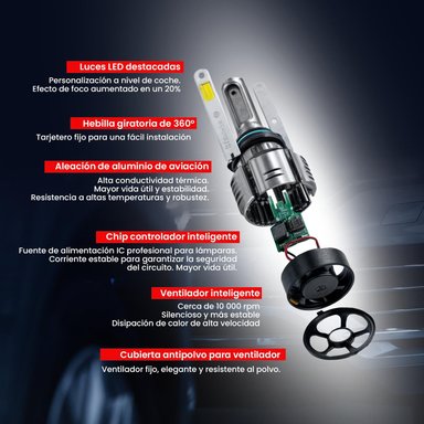 KIT TURBO LED CURSOR H4 H1 H3 H7 H11 H13 9005 9006 880 12000LM/ C6 H13 - 9