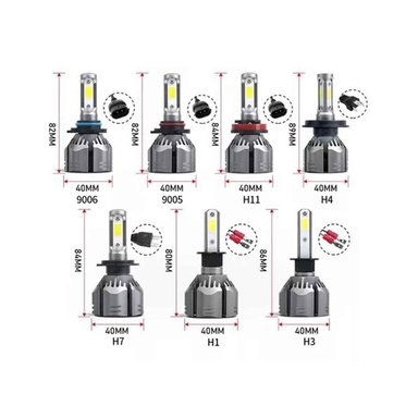 KIT TURBO LED CURSOR H4 H1 H3 H7 H11 H13 9005 9006 880 12000LM/ C6 9006 - 5