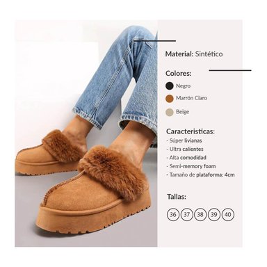 ZAPATILLA / ZAPATOS MUJER PANTUFLA LIVIANAS Y COMODAS CAMEL - 6