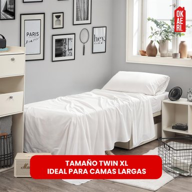 JUEGO DE SABANAS 200 HILOS TWIN XL OKAERI TAMAÑO 1 PLAZA - 3
