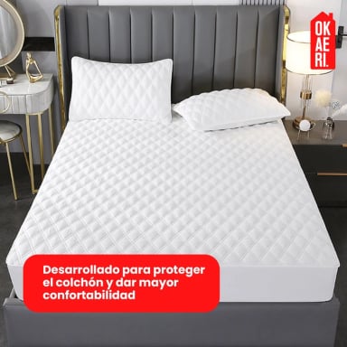 CUBRE COLCHON 2 PLAZAS IMPERMEABLE TAMAÑO 2 PLAZAS - 3