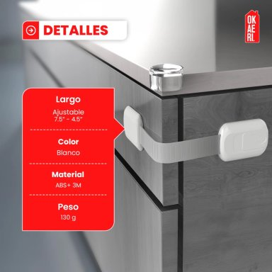 PACK DE 8 SEGUROS PARA CAJONES, SEGURIDAD PARA BEBES - 3