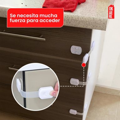 PACK DE 8 SEGUROS PARA CAJONES, SEGURIDAD PARA BEBES - 7