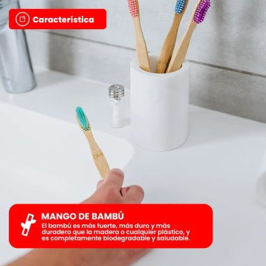 PACK 12 CEPILLO DE DIENTES BAMBU SHIZEN MARRON TAMAÑO SUAVE - 3