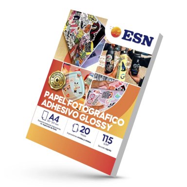 PAPEL FOTOGRAFICO ADHESIVO A4 115G GLOSSY BRILLANTE 20H ESN TAMAÑO A4 - 1