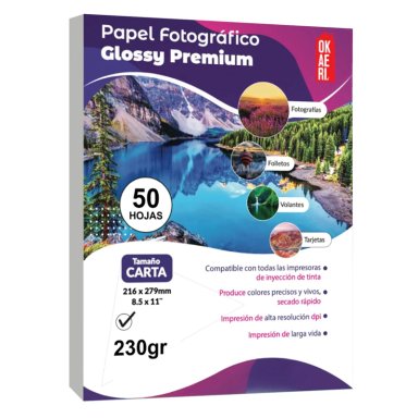 PAPEL FOTOGRAFICO GLOSSY BRILLANTE CARTA 230G 50 HOJAS - 1
