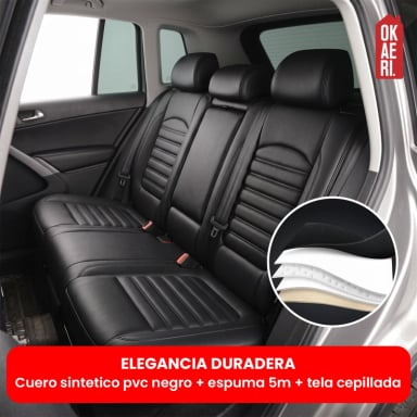 FUNDA CUBRE ASIENTO ECOCUERO – SET 5 ASIENTOS LUXURY OKAERI NEGRO/ROJO - 7