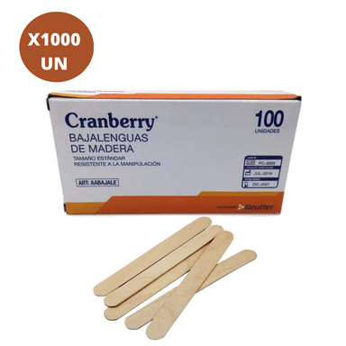 BAJALENGUAS DE MADERA CRANBERRY PACK 1000 UNIDADES - 1