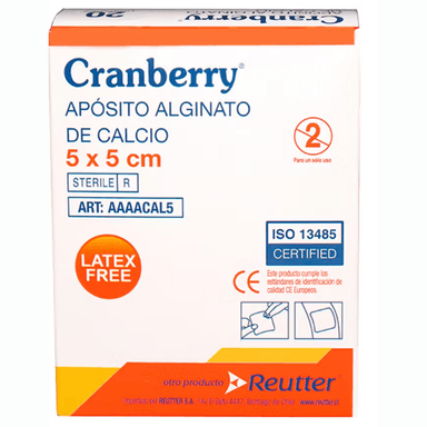 APÓSITO ALGINATO CALCIO CRANBERRY 5X5 20 UNIDADES - 1