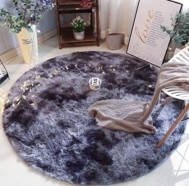 ALFOMBRA BJ HOGAR SUAVE CONTEMPORÁNEA MODERNA REDONDA PELUDA GRIS OSCURO JASPEADO 1 M - 1