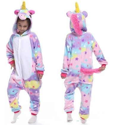PIJAMA PLUSH NIÑA BJ HOGAR VIOLETA UNICORNIO ESTRELLA TALLA 110CM - 1