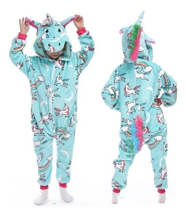 PIJAMA PLUSH NIÑA BJ HOGAR TURQUESA UNICORNIO TALLA 120 - 1