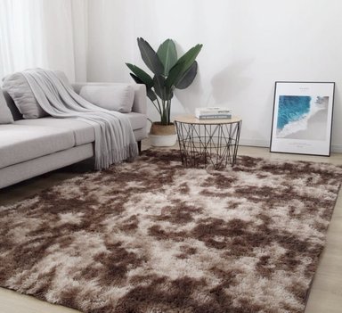 ALFOMBRA BJ HOGAR SUAVE CONTEMPORÁNEA MODERNA PELUDA CAFE JASPEADO 1.2 X 1.6 M - 1
