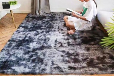 ALFOMBRA BJ HOGAR SUAVE CONTEMPORÁNEA MODERNA PELUDA GRIS OSCURO JASPEADO 1.2 X 1.6 M - 1