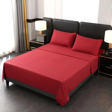 SET SÁBANA BJ HOGAR 1.5 PLAZAS 144 HILOS ROJO LISO - 1