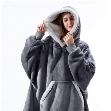 MANTA POLERON CAPUCHA POLAR CHIPORRO GRIS - 1