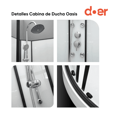 CABINA DE DUCHA OASIS LARGE HIDROMASAJE 90X90X205CM MARCO NEGRO - 4