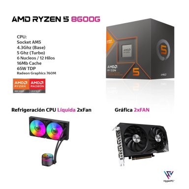 PC GAMER HYPERPC.CL BLANCO AMD RYZEN 5 8600G 32GB DDR5 2TB RTX 4060 TI WIFI - 3