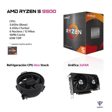PC GAMER AMD RYZEN 5 5500 16GB 1TB RTX 3050 WIFI - 3